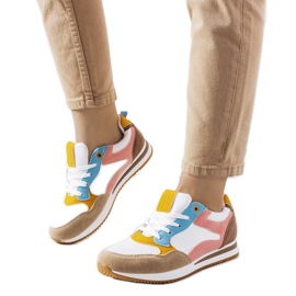 Zapatillas deportivas de mujer Kindler en blanco y marrón rosa