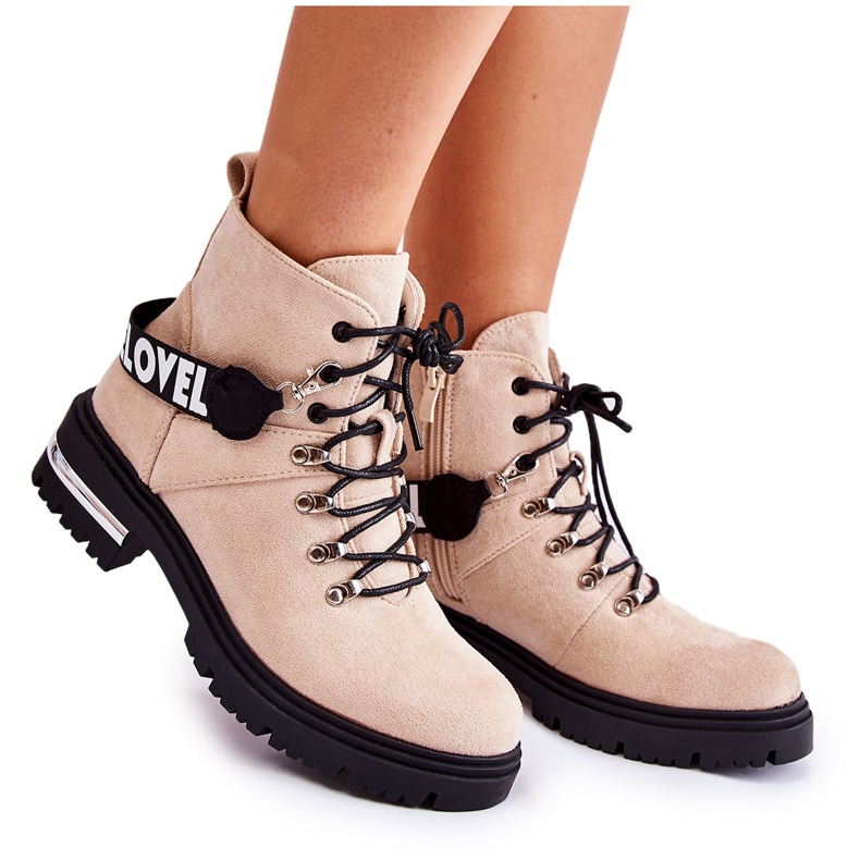 PS1 Botas Cálidas De Ante Con Cinturón Beige Aurelio
