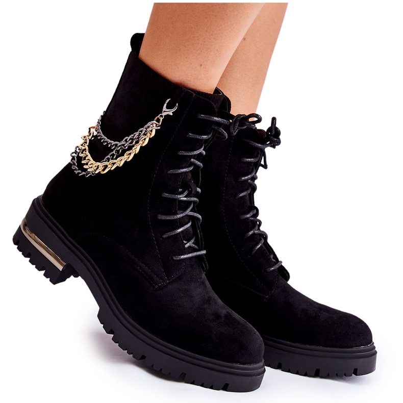 Botas cálidas de ante negro Sorita con cadena Botas cálidas de ante negro Sorita con cadena