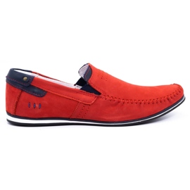 KOMODO Mocasines piel hombre 876 rojo