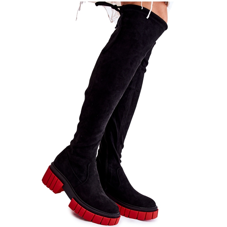 Botas Mujer Ante Negro-Rojo Cheera Botas Mujer Ante Negro-Rojo Cheera