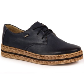Zapatos de mujer de piel sobre plataforma azul marino Helios 380