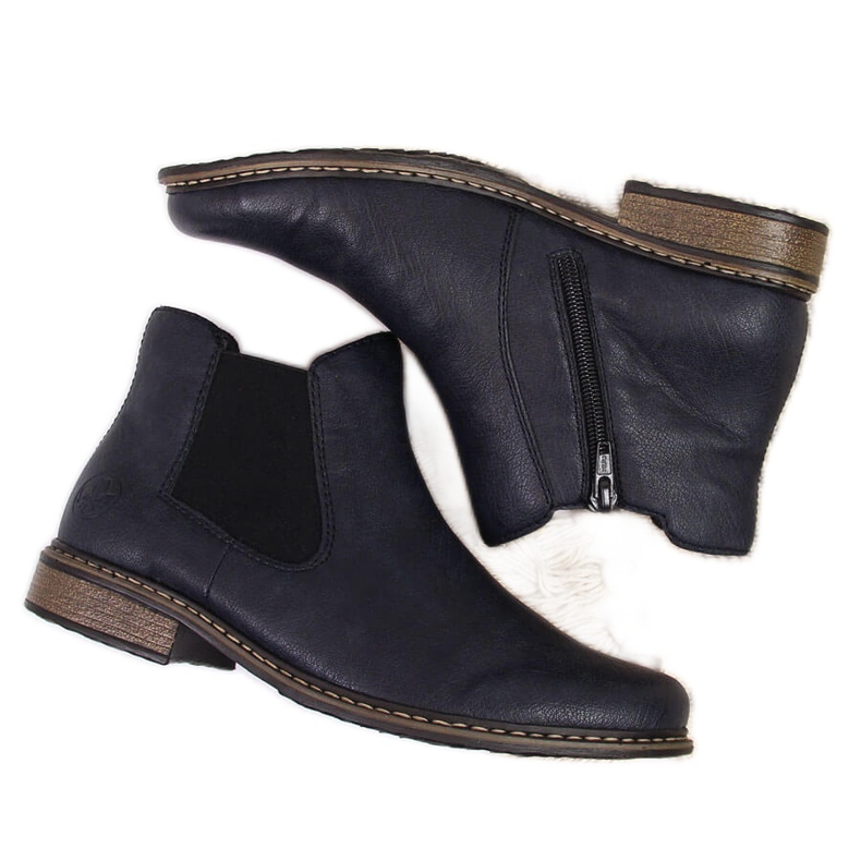 Botas Chelsea cálidas para mujer, azul marino Rieker Z4994-14 negro