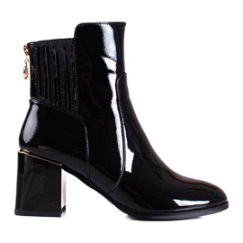 Botas de mujer Shelovet negras fabricadas en ecopiel charol negro