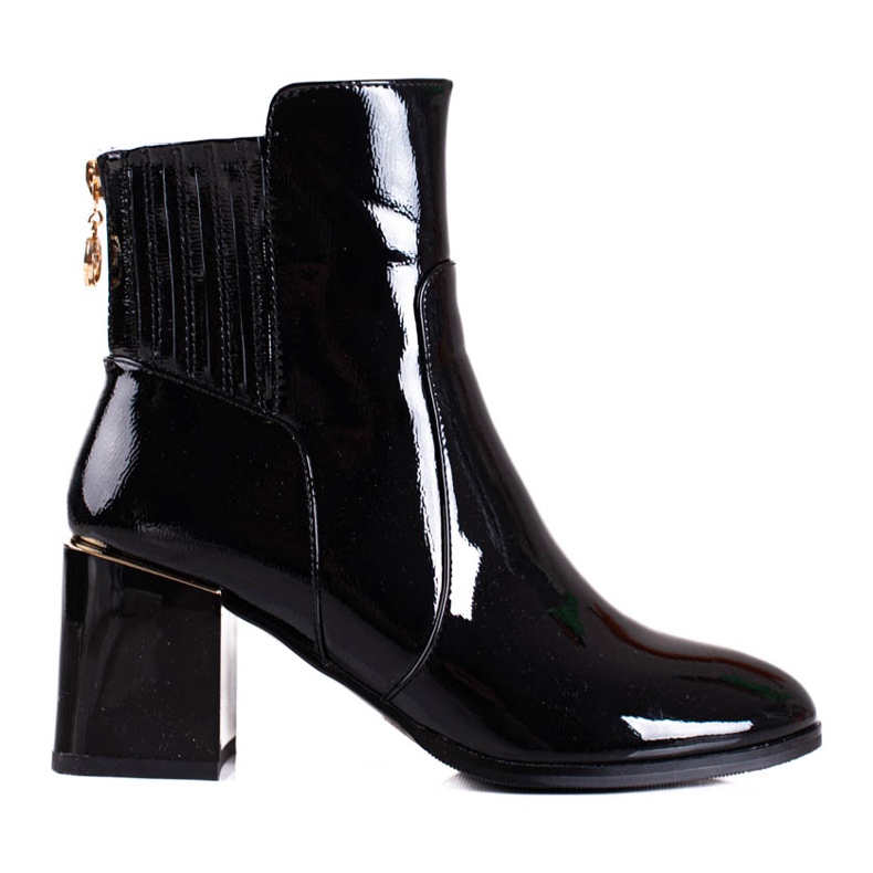 Botas de mujer Shelovet negras fabricadas en ecopiel charol negro