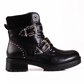 Shelovet Women's Low Workers en estilo rock negro