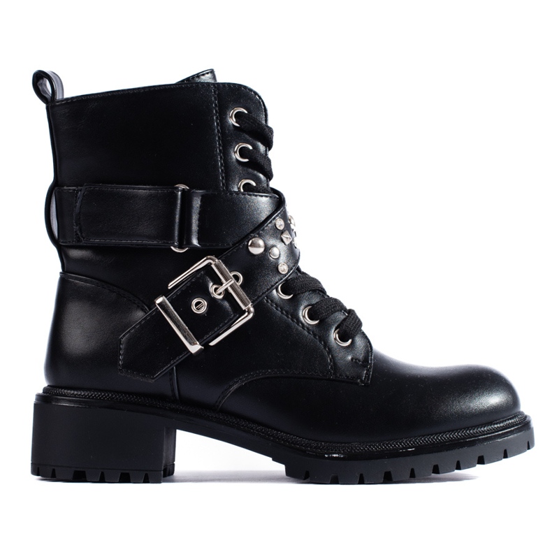 Botas de trabajo de mujer Shelovet con cinturón decorativo. negro