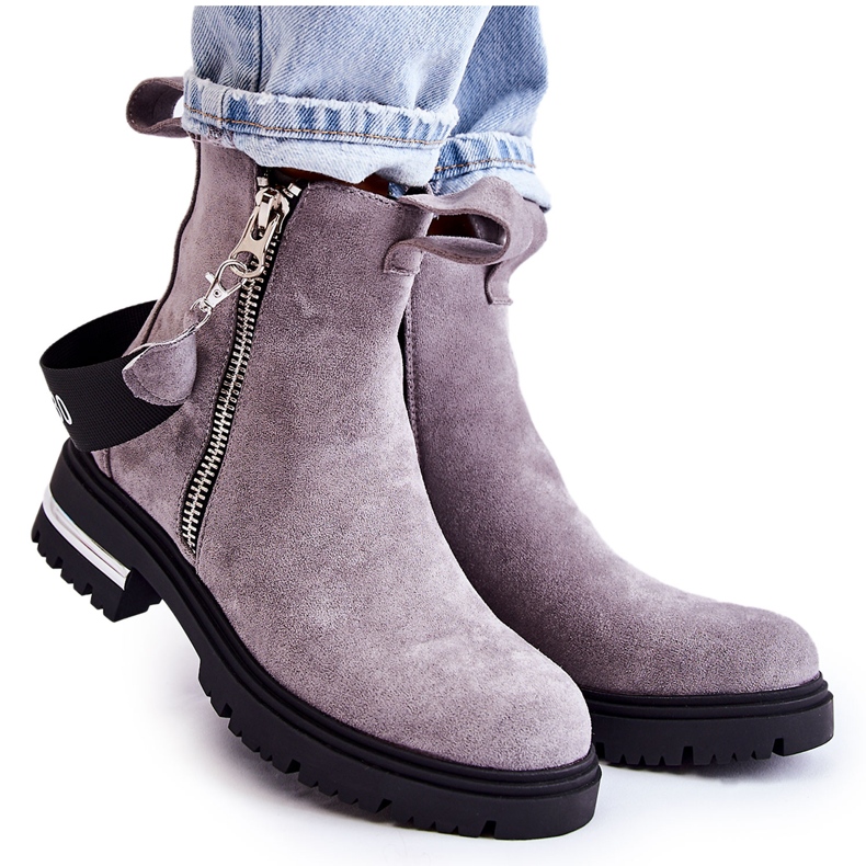PS1 Botas Mujer Cálidas Con Cremallera Gris Calvaro