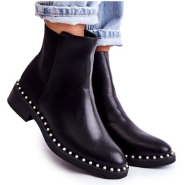 PG1 Jilanna Negro Jilanna Botines Chelsea Con Perlas