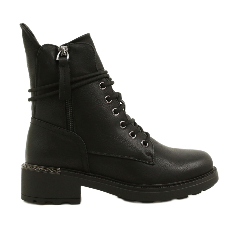 Evento Botas altas para mujeres con una cremallera negra 21BT35-4226 negro