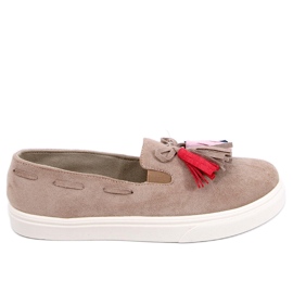 Deportivas de otoño con flecos Salma Khaki beige marrón