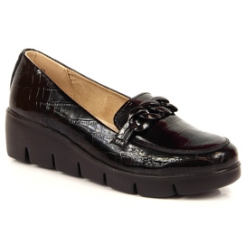 Zapatos de mujer de cuero, lacado negro Croco Filippo