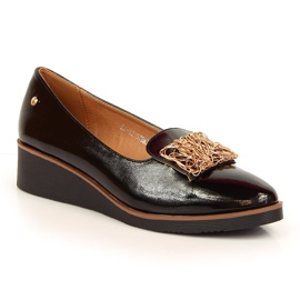 Zapatos lacados, cuñas slip-on, negro Potocki