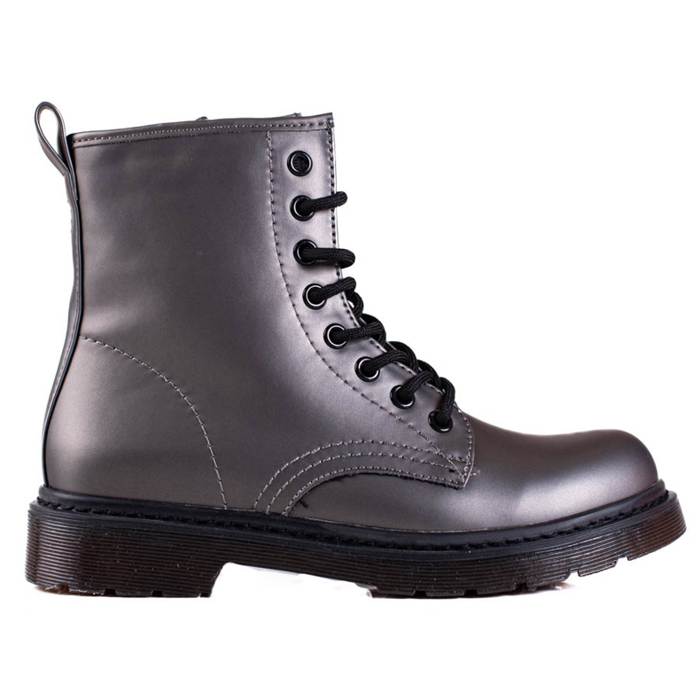 Botines de cordones Shelovet de mujer en gris con brillo metalizado