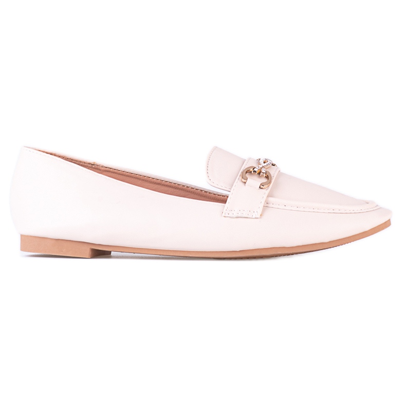 Mocasines clásicos de mujer Shelovet beige con adorno