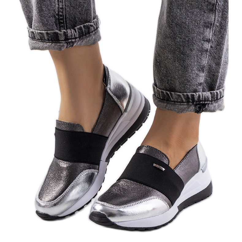 Deportivas Campina piel plateada plata gris Deportivas Campina piel plateada plata gris