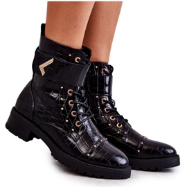 PG1 Botas Cálidas Piel Ecopiel Serpiente Negro Colira