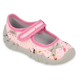 Pantuflas infantiles befado 109P248 rosa con lazo rosado