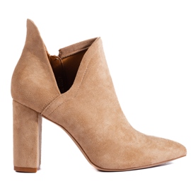 Botas de mujer High Shelovet beige con cut-out