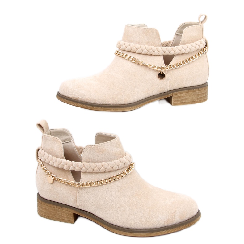 Botas cut-out con cadena Cupro Beige
