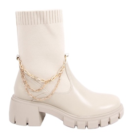 Botas con parte superior de calcetín Grace Beige