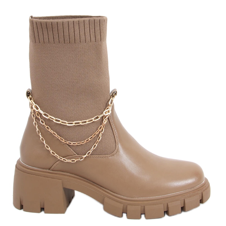 Botas con parte superior de calcetín de Grace Khaki beige Botas con parte superior de calcetín de Grace Khaki beige