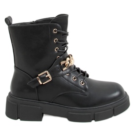 Botas militares con cadena Atlantis PU / NEGRO