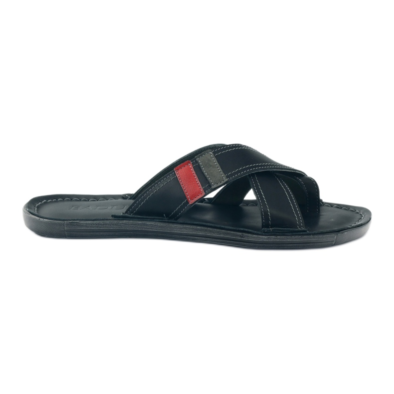 Chanclas hombre piel Badura 2893 negro rojo Chanclas hombre piel Badura 2893 negro rojo