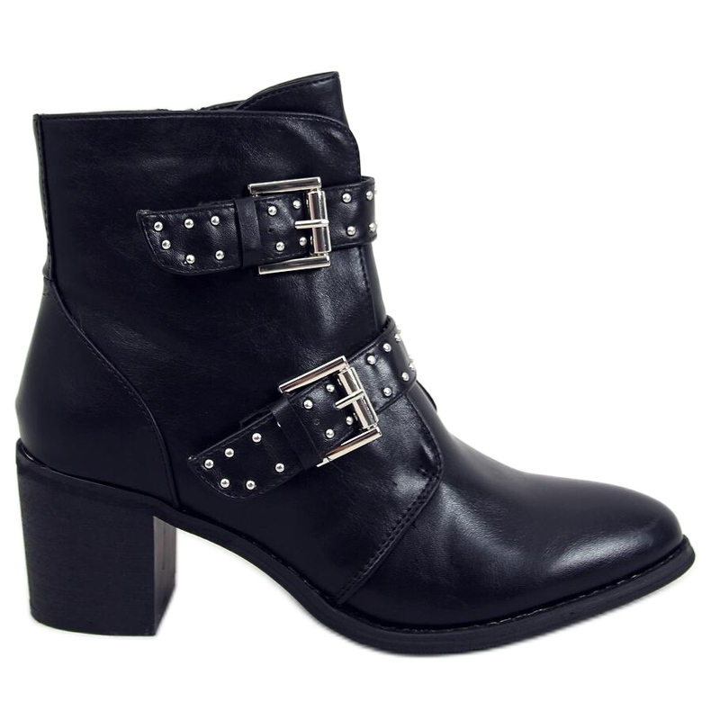 Botines de tacón con tachuelas Ferox Black negro