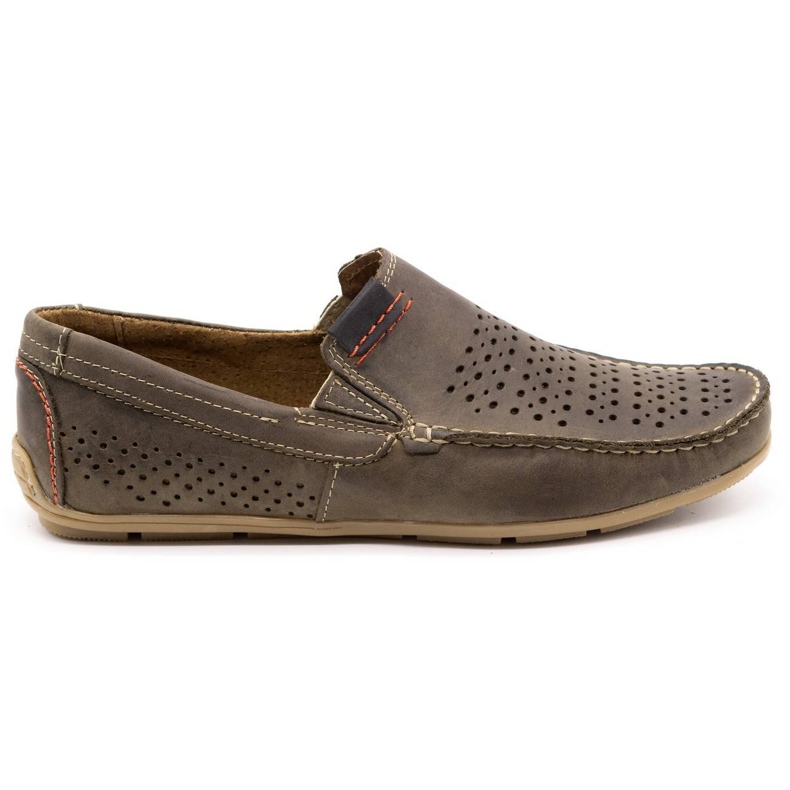 Olivier Zapatos de hombre mocasín 906 para verano marrón gris