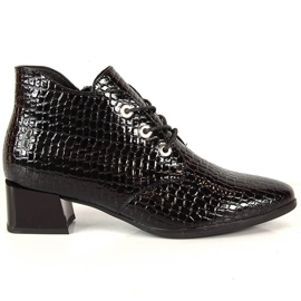 Botines Vinceza mujer piel serpiente charol negro