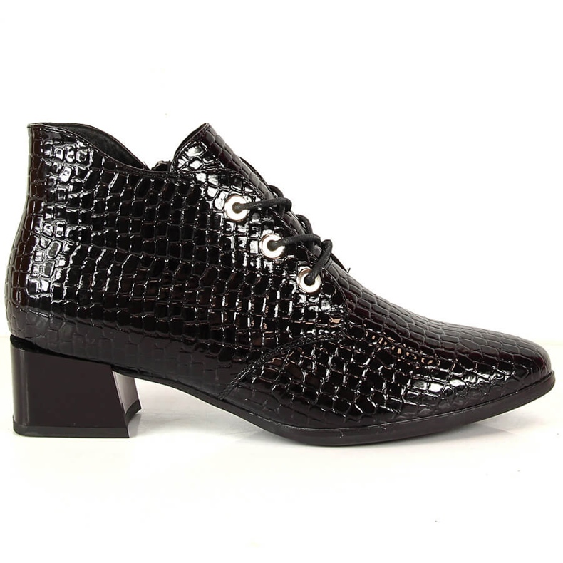 Botines Vinceza mujer piel serpiente charol negro