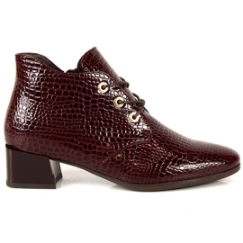 Botas mujer charol piel serpiente Vinceza burdeos rojo