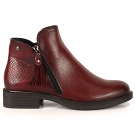 Botines mujer Jodhpur piel serpiente Vinceza burdeos rojo Botines mujer Jodhpur piel serpiente Vinceza burdeos rojo