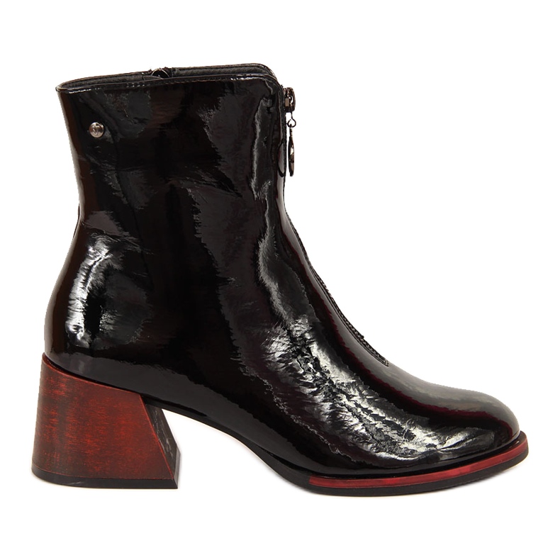 Botines de tacón mujer lacados en negro de Vinceza