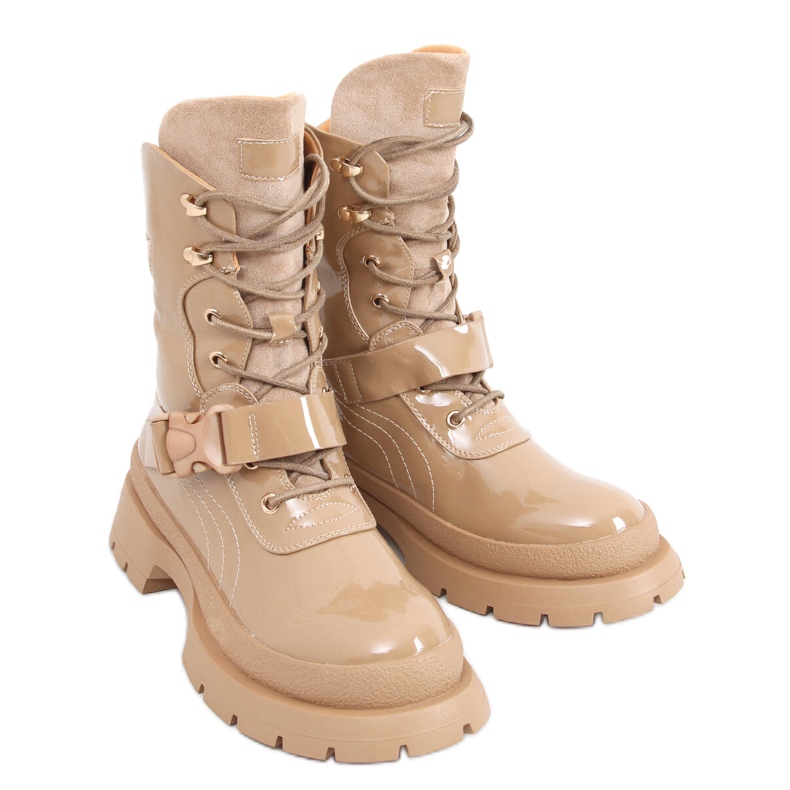 Botas Jens Khaki con barniz militar beige