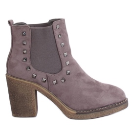 Botines de tacón ancho de Hidalgo Grey gris