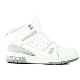 Deportivas altas cordones Shelovet gris y blanco