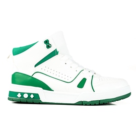 Deportivas Shelovet de mujer altas con cordones verde y blanco