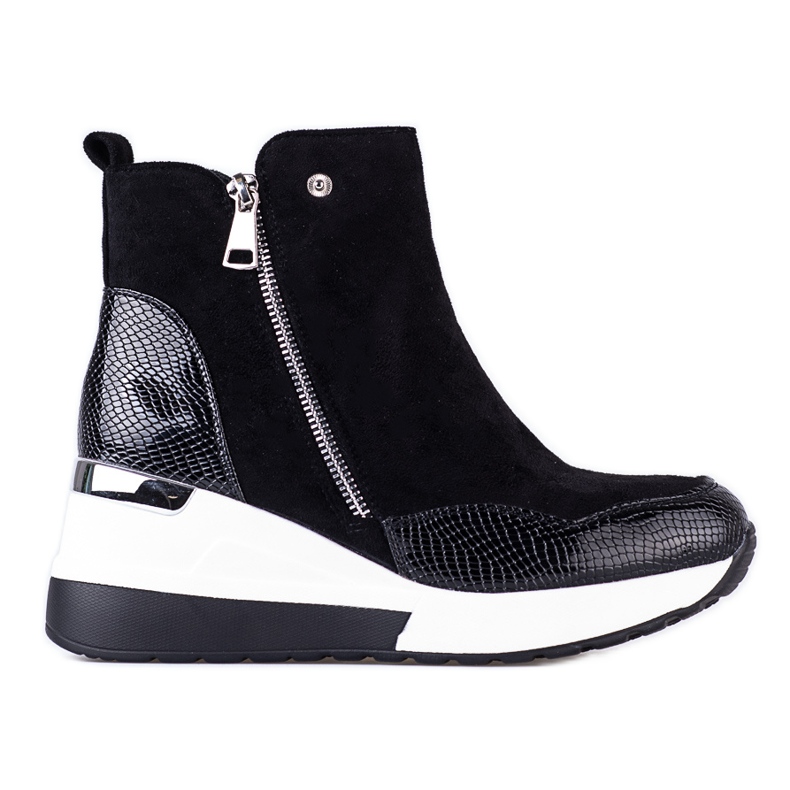 Botas deportivas negras de mujer sobre cuña blanca Shelovet negro