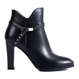 Botas clásicas de mujer Shelovet negras con tacón alto negro