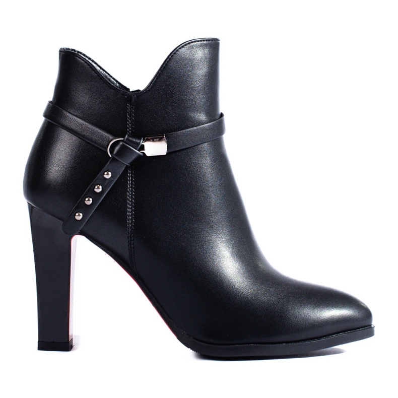 Botas clásicas de mujer Shelovet negras con tacón alto negro