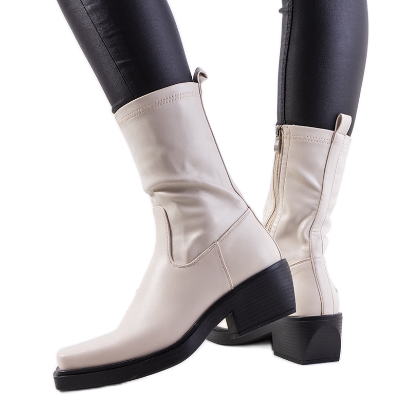 Botines marisa beige tacón