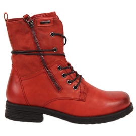 Workers de mujer con cordones y cremallera en rojo Jezzi