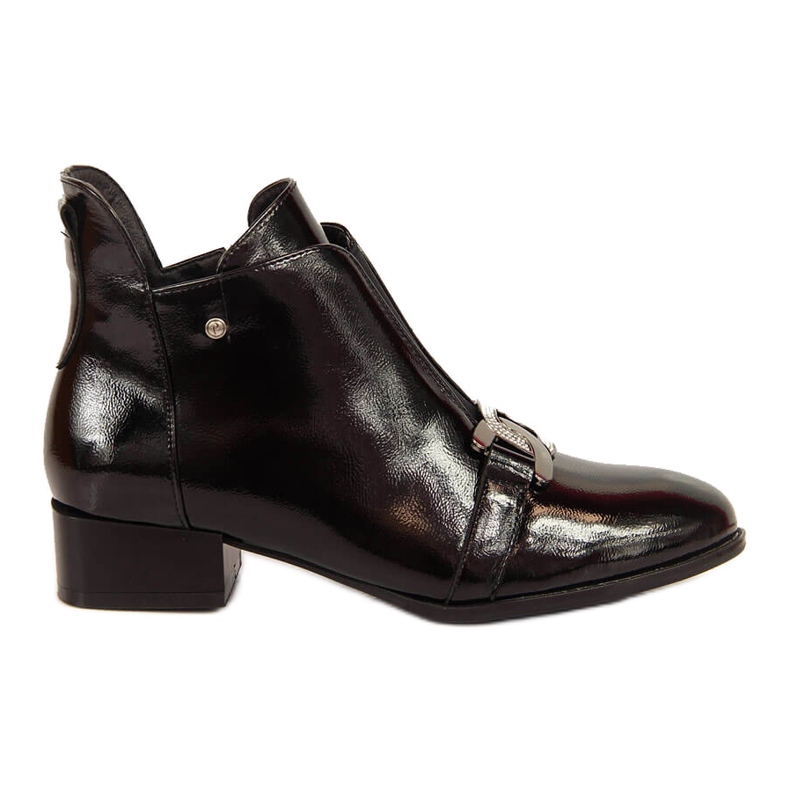 Botas de mujer lacadas en negro Potocki con hebilla
