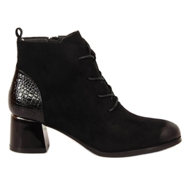 Botas de mujer, cordones aislantes eco-gamuza negra Potocki negro
