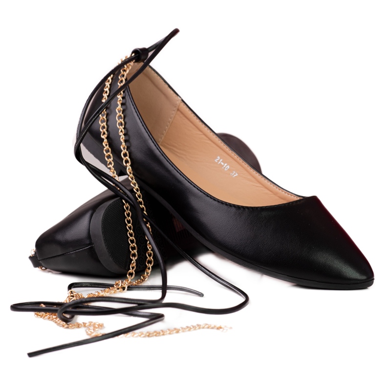 Bailarinas de mujer Shelovet negras con cadenas negro