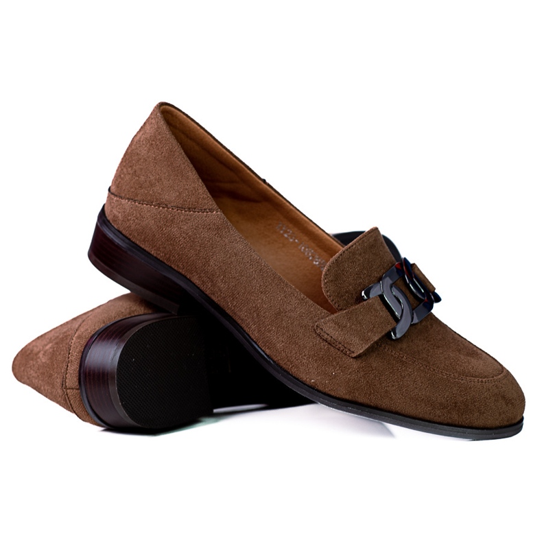 Mocasines de mujer elegantes con cadena Vinceza marrón