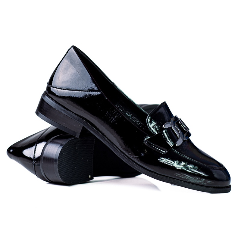 Mocasines de mujer clásicos con cadena Vinceza negro Mocasines de mujer clásicos con cadena Vinceza negro