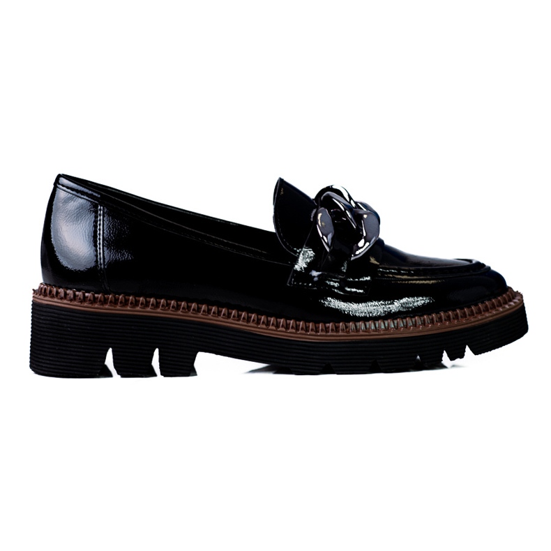 Mocasines de mujer con plataforma Vinceza fabricados en charol negro